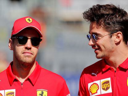 Vettel y Leclerc durante el GP de Rusia, en septiembre de 2019.