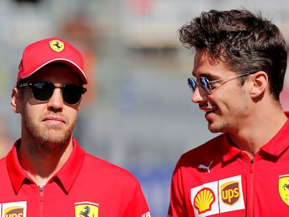 Vettel y Leclerc durante el GP de Rusia, en septiembre de 2019.