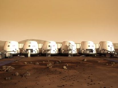 Una ilustración de la colonia marciana de 'Mars One'.