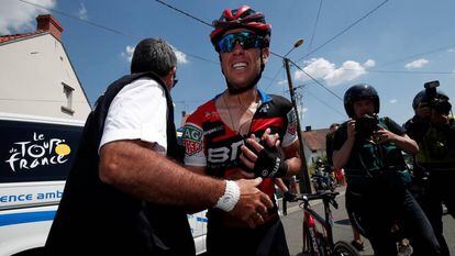 Richie Porte tras caerse en el Tour.