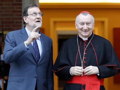 Mariano Rajoy recibe al secretario de Estado del Vaticano, Pietro Parolin.