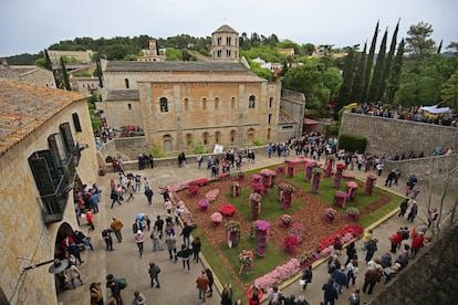 Un dels espai de la capital gironina decorat amb motiu de la mostra Temps de Flors.