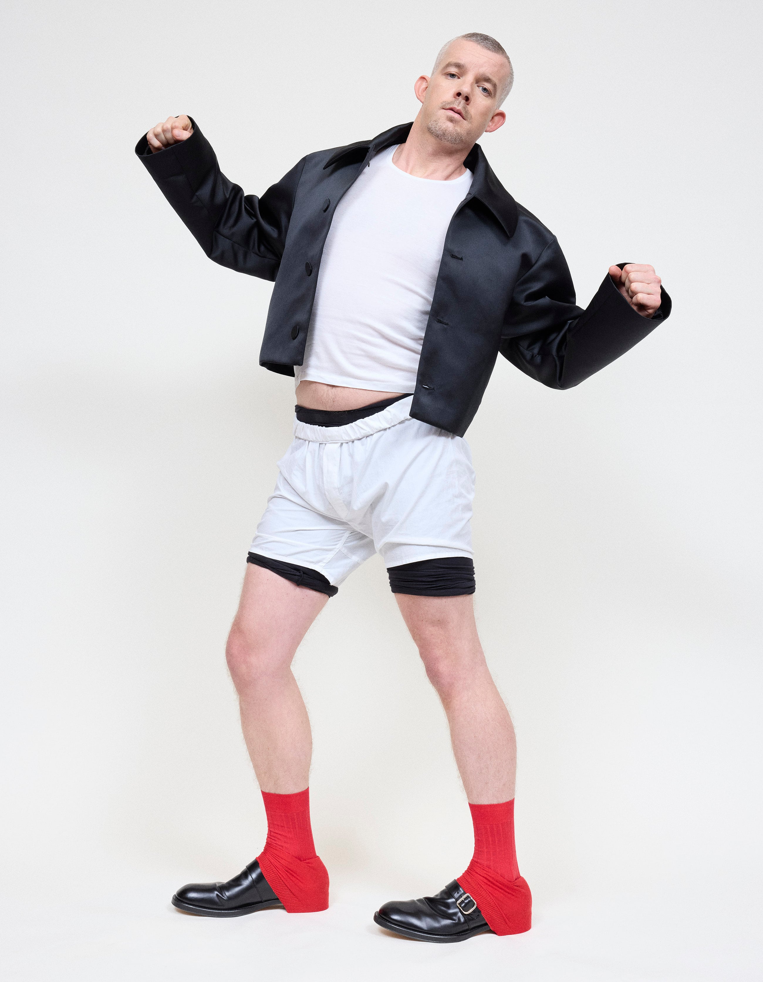 Chaqueta y zapatos Dries Van Noten, camiseta Hanro, ‘boxers’ Sunspel y calcetines del estilista.