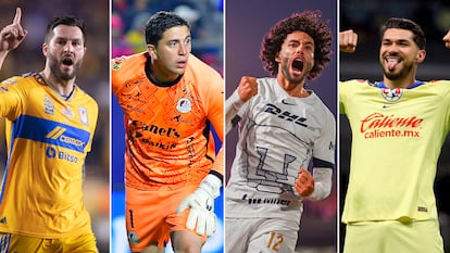 Los futbolistas André-Pierre Gignac, Andrés Sánchez, César Huerta y Henry Martín.