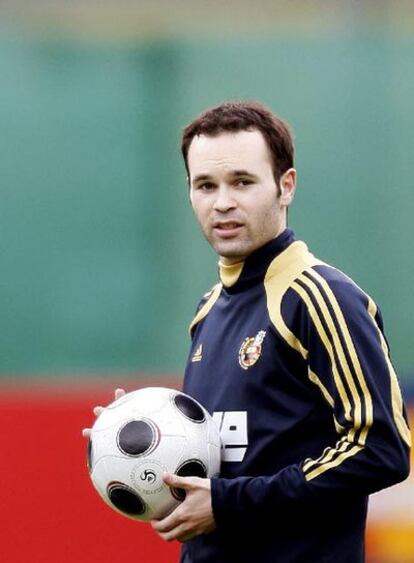 Andrés Iniesta, en un entrenamiento.