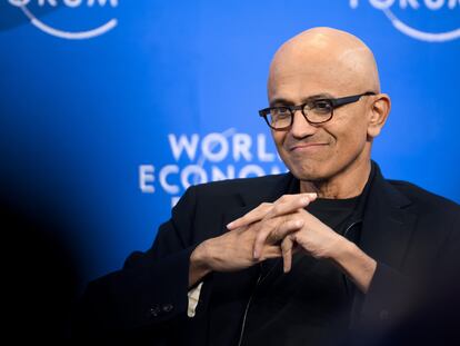 Satya Nadella, responsable de Microsoft, interviene la semana pasada en el foro de Davos (Suiza).