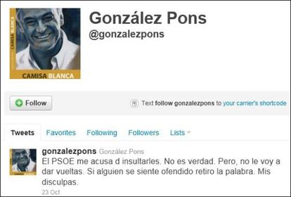 Cuenta de Twitter de Esteban González Pons.