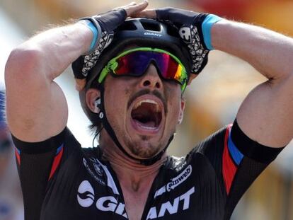 John Degenkolb, incrédulo, tras ganar la Roubaix