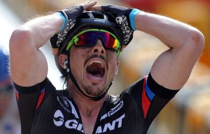 John Degenkolb, incrédulo, tras ganar la Roubaix