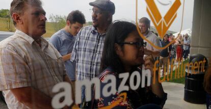 Feria de empleo organizada por Amazon en Fall River (Massachusetts, EE UU), el mi&eacute;rcoles.