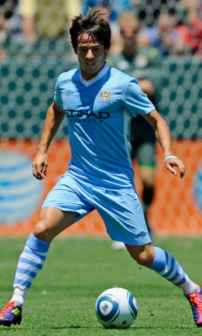 Silva, durante un partido de esta pretemporada con el City