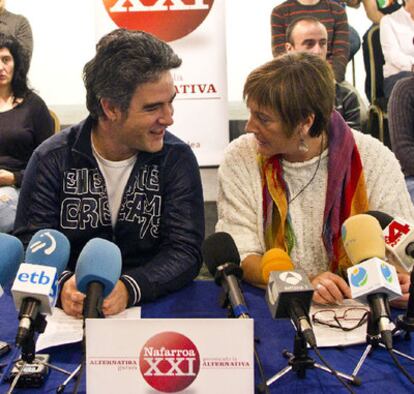 Santi Kiroga y Marine Pueyo, durante el acto de ayer.