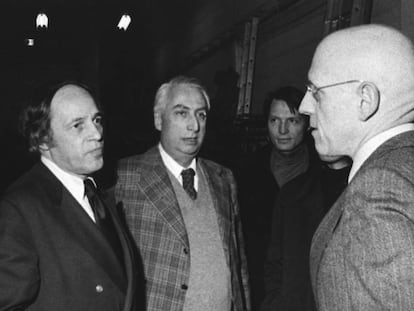 Pierre Boulez, Roland Barthes y Michel Foucault en París en 1978. 