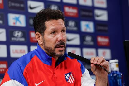 Diego Pablo Simeone, durante la rueda prensa previa al Atltico de Madrid-Las Palma de este domingo.