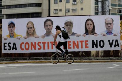 Cartel contra la Asamblea Constituyente, con Henrique Capriles, Lilian Tintori, Julio Borges y María Corina Machado, entre otros.