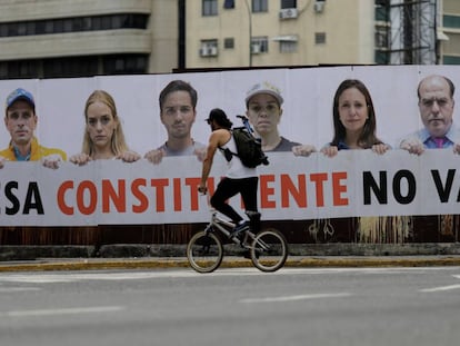 Cartel contra la Asamblea Constituyente, con Henrique Capriles, Lilian Tintori, Julio Borges y María Corina Machado, entre otros.