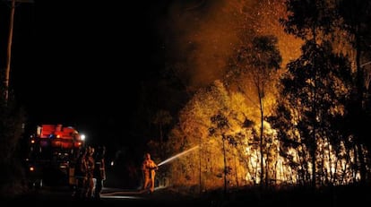 Un equipo de bomberos trata de extinguir un incencio en Springwood, al oeste de Sidney (Australia), en 2013.