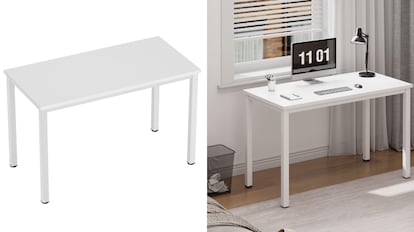 Se trata de una mesa de escritorio de estilo nórdico a la venta en cinco colores diferentes.