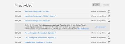 Eliminar historial Netflix