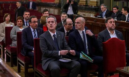 Imagen de los líderes independentistas juzgados en el Supremo, el día del inicio del juicio (el pasado 12 de febrero).