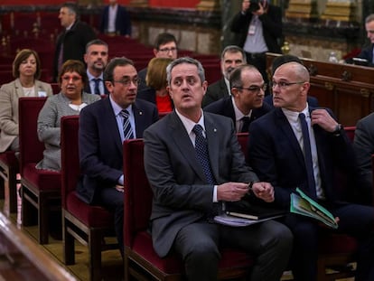 Imagen de los líderes independentistas juzgados en el Supremo, el día del inicio del juicio (el pasado 12 de febrero).