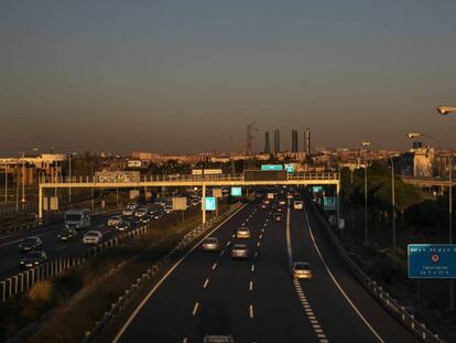 Boina de contaminación de Madrid vista desde la M- 40 a la altura de Pozuelo de Alarcón, en una imagen de archivo. 