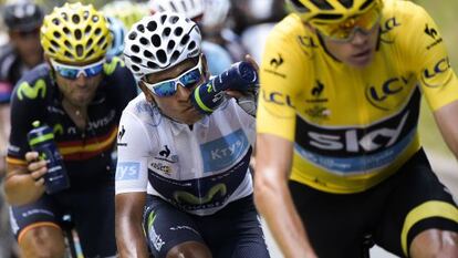 Froome, Quintana y Valverde durante el Tour de Francia