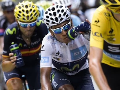 Froome, Quintana y Valverde durante el Tour de Francia