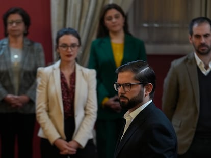 Gabriel Boric, durante la ceremonia de cambio de Gabinete en Chile.