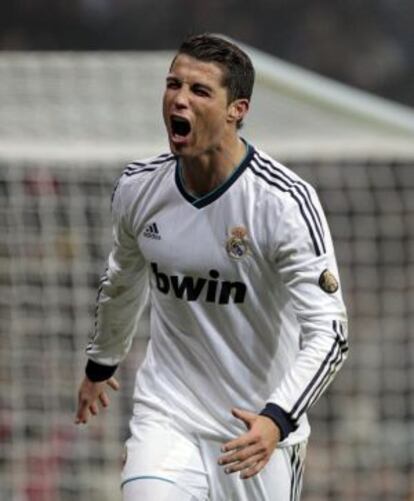 Cristiano celebra uno de sus goles ante el Celta