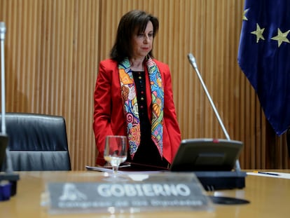 La ministra de Defensa, Margarita Robles, el miércoles en su comparecencia en el Congreso.