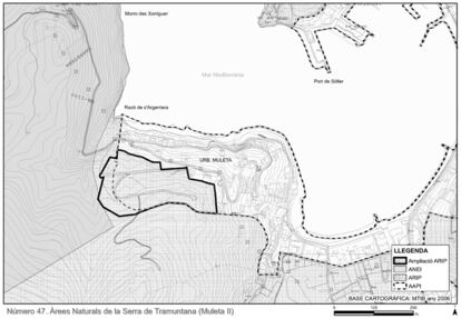 Plano de la urbanización de Muleta II en el Puerto de Sóller (Mallorca).