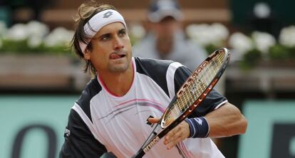 David Ferrer durante su partido contra Andy Murray.