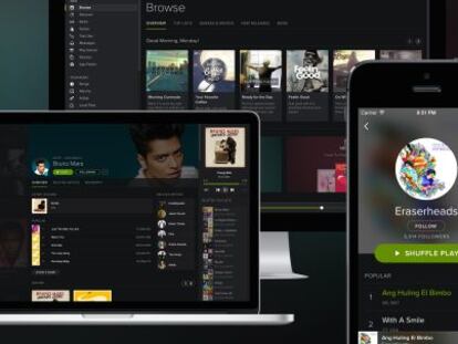 En 2014 creció la distribución en streaming en detrimento de las descargas, en aplicaciones como Spotify.