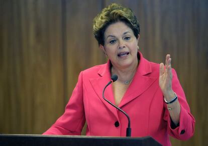 Dilma Rousseff durante una rueda de prensa en la cumbre de Mercosur.