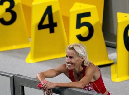 Marta Domínguez, tras imponerse en la final  de los 3.000 metros obstáculos.