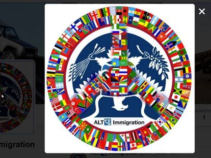 El logo de la cuenta @alt_uscis, que ataca la política de inmigración de Trump.