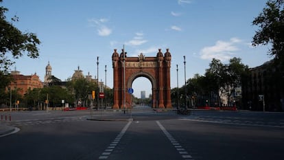 Arco del Triunfo de Barcelona, durante el estado de alarma.