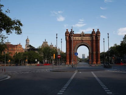 Arco del Triunfo de Barcelona, durante el estado de alarma.