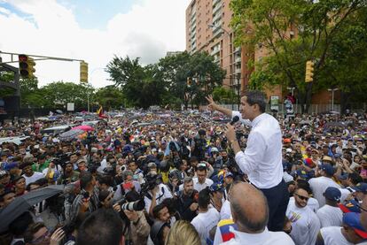 Juan Guaidó, durante la movilización del Día de la Independencia. 