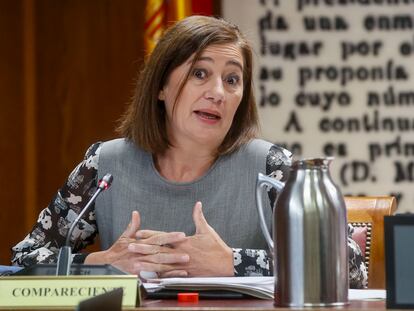 La presidenta del Congreso, Francina Armengol, este viernes en la comisión de investigación del 'caso Koldo' en el Senado.