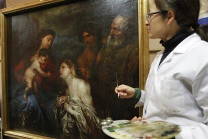 El lienzo de Anthonius van Dyck, hallado y restaurado en la Real Academia de Bellas Artes.