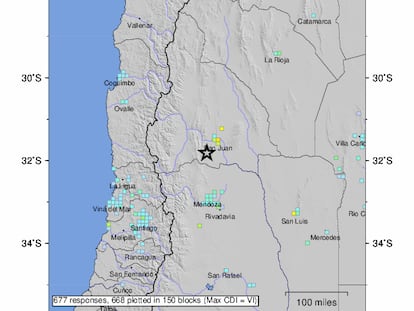 O registro do sismo na Argentina.