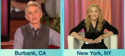La cantante Madonna en el programa de Ellen DeGeneres, el martes 9 de noviembre de 2010