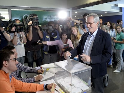 Xavier Trias votando en las últimas elecciones que se presentó.