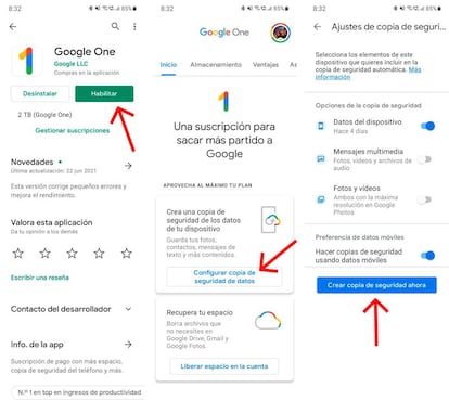 Nueva función de Google One para Android.