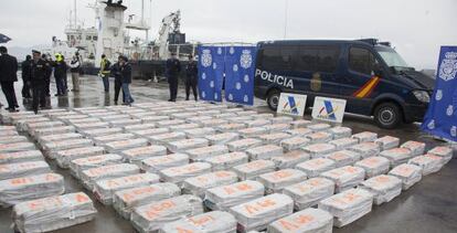 Alijo de 3,3 toneladas de cocaína incautado en 2013 en Vigo