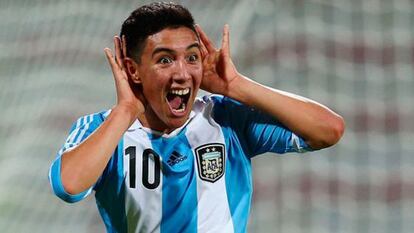 Leo Suárez, en un partido con la sub-20 de la Albiceleste.