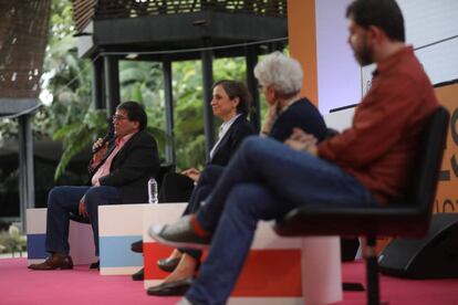 Desde la izquierda, Jaime Abello Banfi, Carmen Aristegui, Soledad Gallego-Díaz y Pedro Doria.