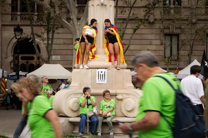 Manifestación independentista, en el Paseo Lluis Companys.